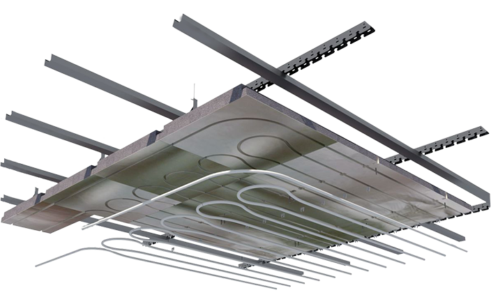 Render di un Impianto di riscaldamento a soffitto - Esa Italy Case in Legno